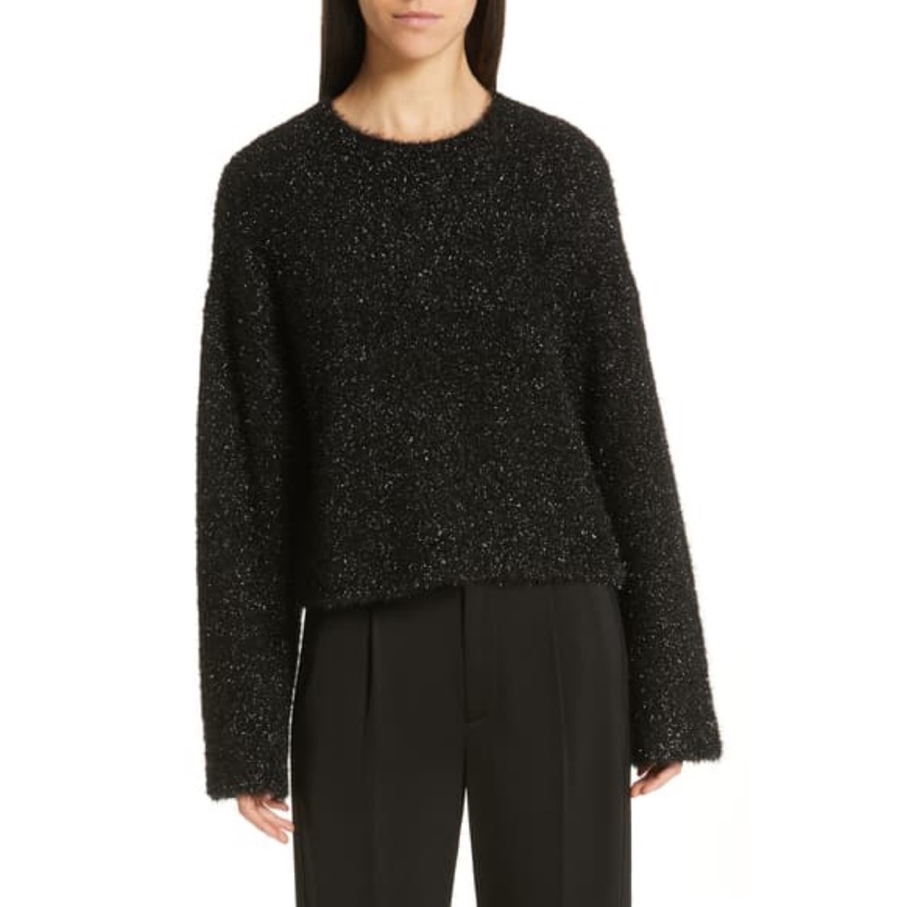 VINCE | Metallic Boxy Crop Knit Sweater Size M
